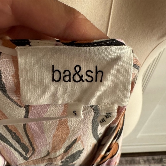 ba&sh Tabby Beige Pink Rust Abstract Wrap Style V-Neck Short Sleeve Dress Size S - Picture 12 of 14